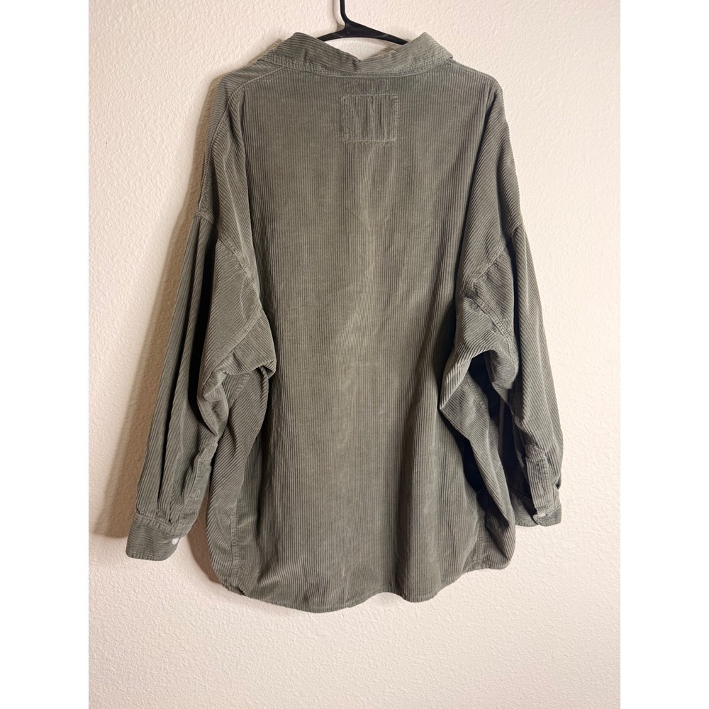 Frank & Eileen McLoghlin Olive Green Corduroy Womens Shirt Jacket Shacket M - Picture 2 of 6